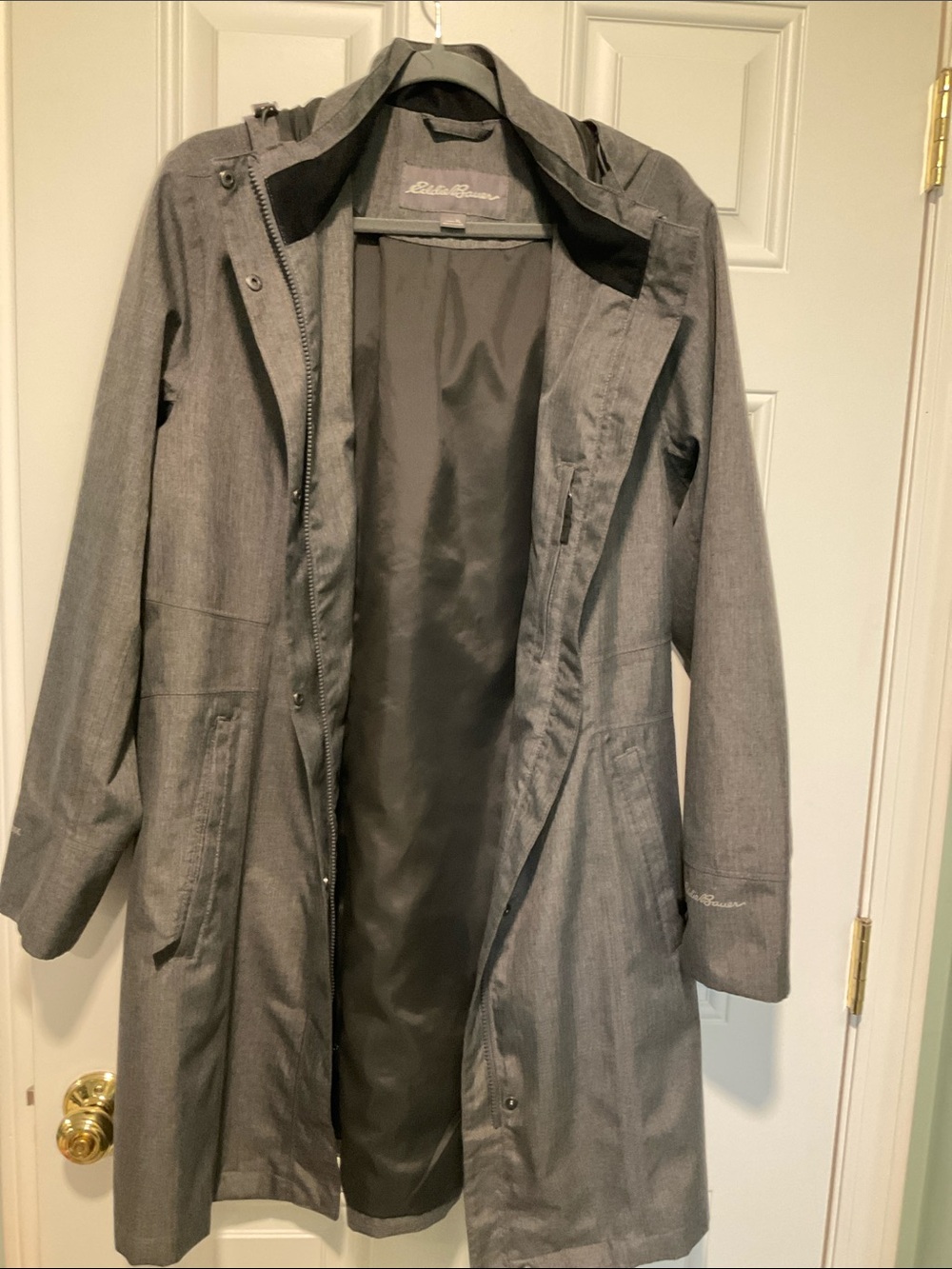 Eddie Bauer Dark Gray Hooded Trench Coat - Picture 5 of 5